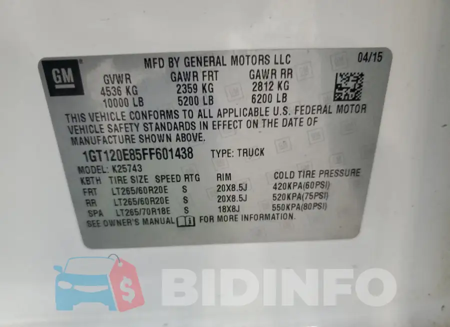 1GT120E85FF601438 Photo# 12