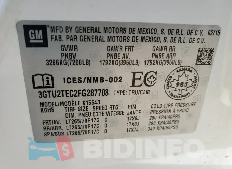 3GTU2TEC2FG287703 Photo# 12