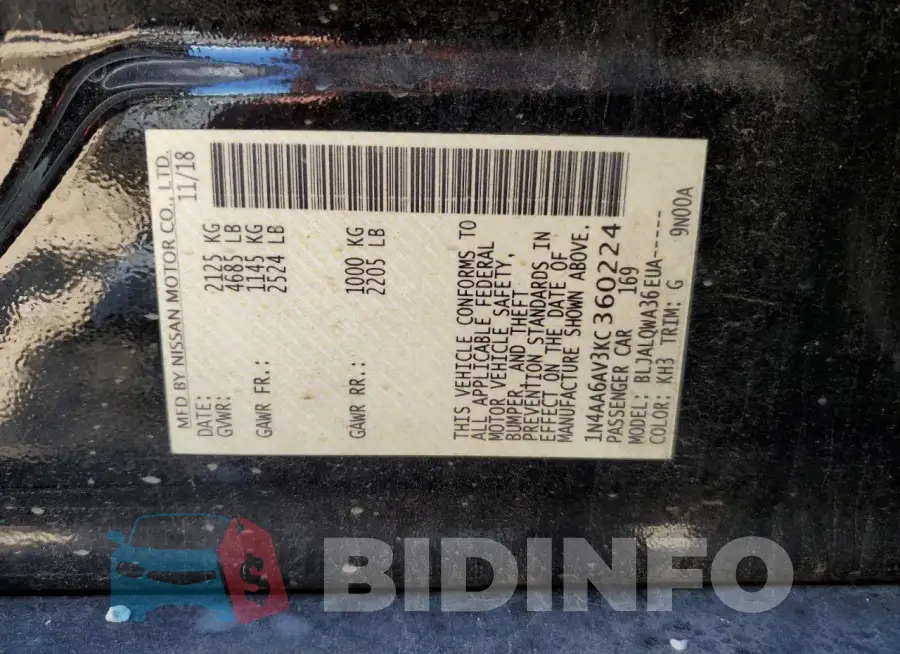 1N4AA6AV3KC360224 Photo# 12