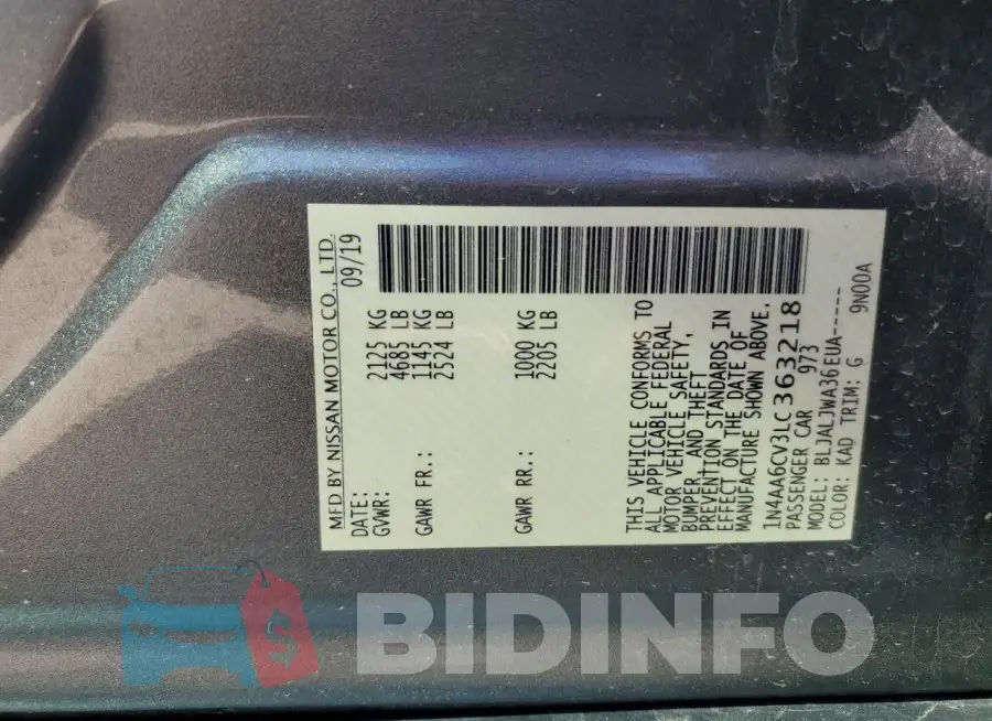 1N4AA6CV3LC363218 Photo# 12