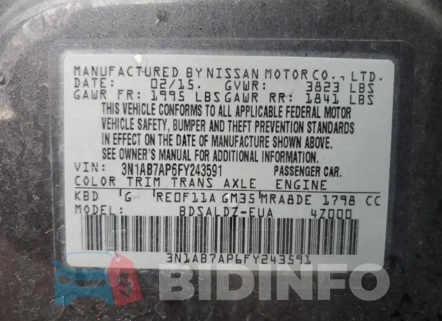 3N1AB7AP6FY243591 Photo# 13