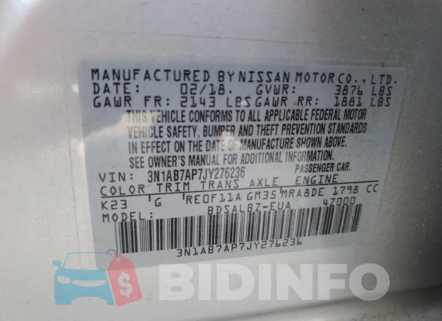 3N1AB7AP7JY276236 Photo# 12