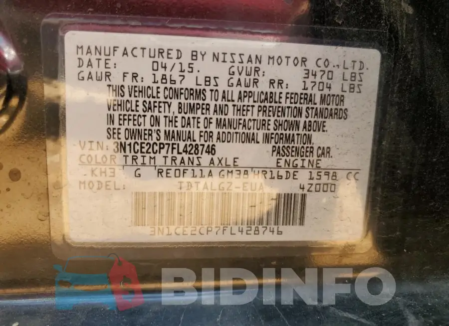 3N1CE2CP7FL428746 Photo# 13