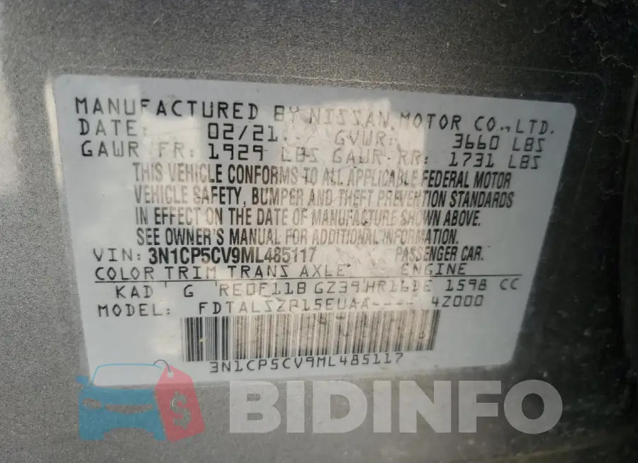 3N1CP5CV9ML485117 Photo# 13