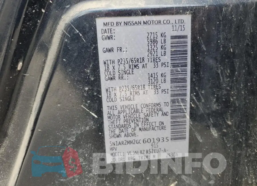 5N1AR2MM2GC601935 Photo# 13