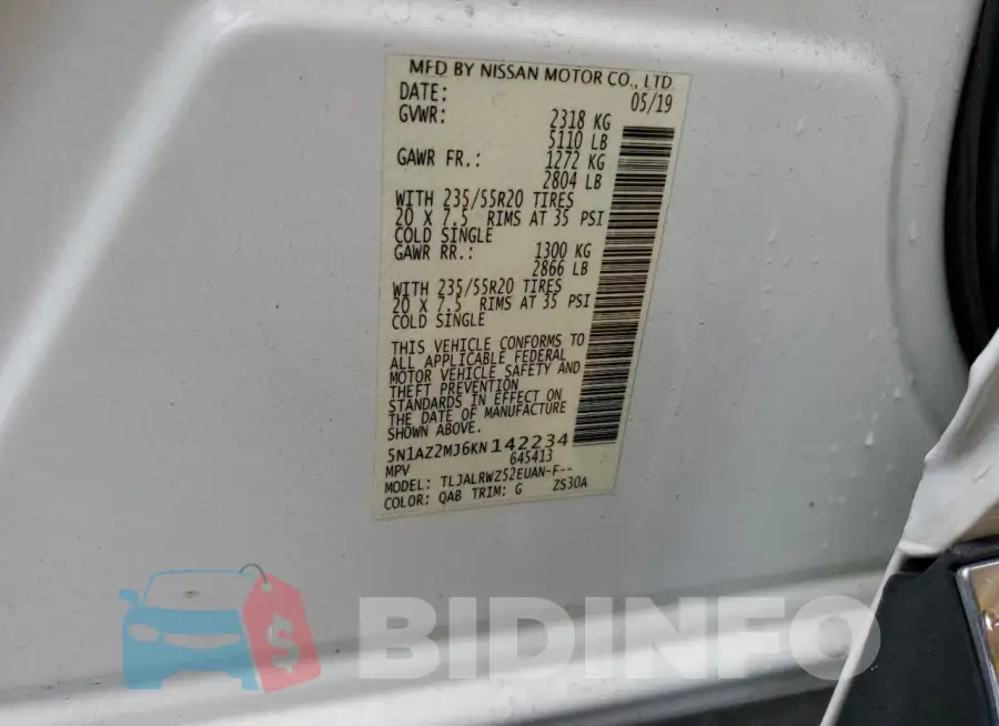 5N1AZ2MJ6KN142234 Photo# 12