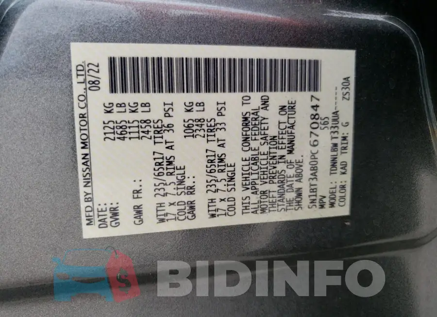 5N1BT3AB0PC670847 Photo# 13