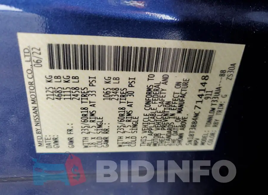 5N1BT3BB4NC714148 Photo# 13