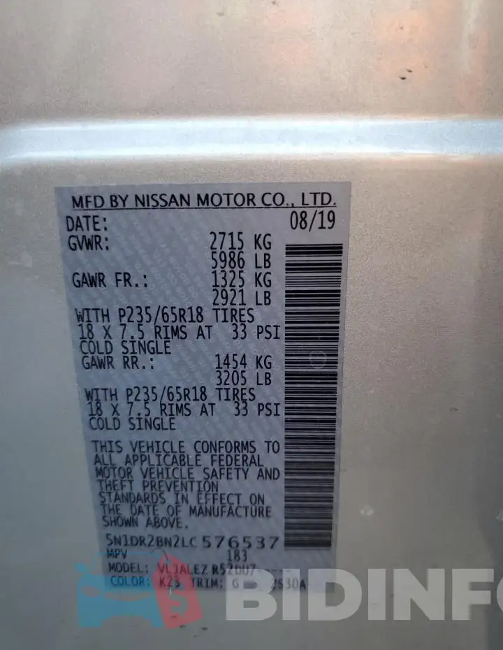 5N1DR2BN2LC576537 Photo# 13