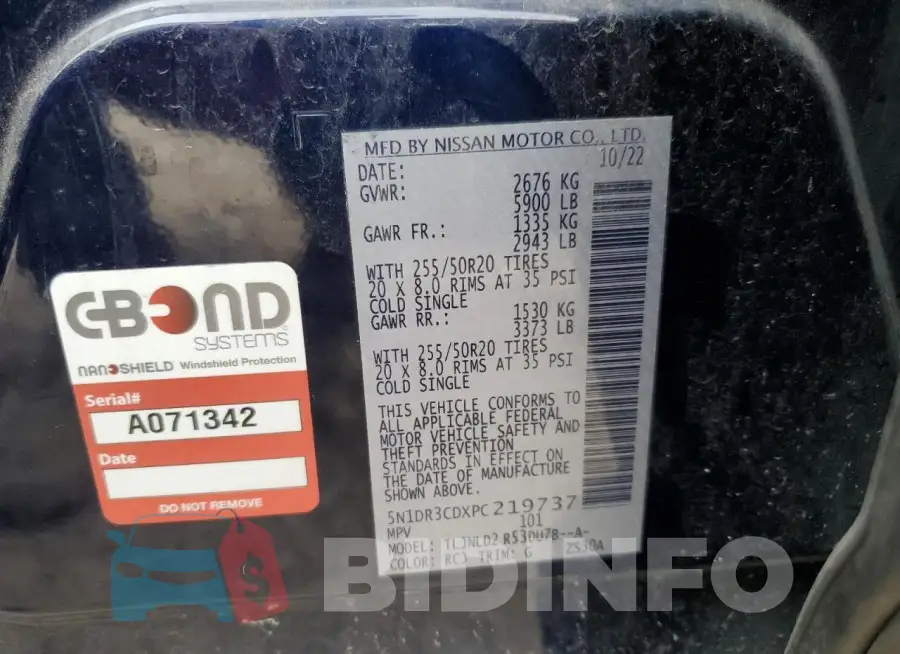 5N1DR3CDXPC219737 Photo# 13