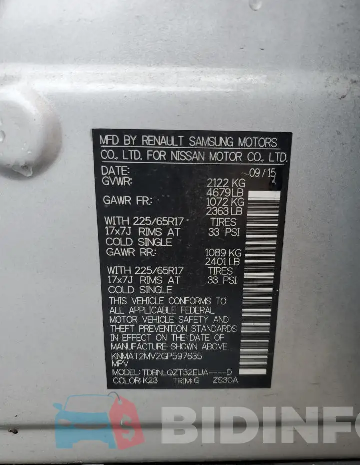 KNMAT2MV2GP597635 Photo# 13