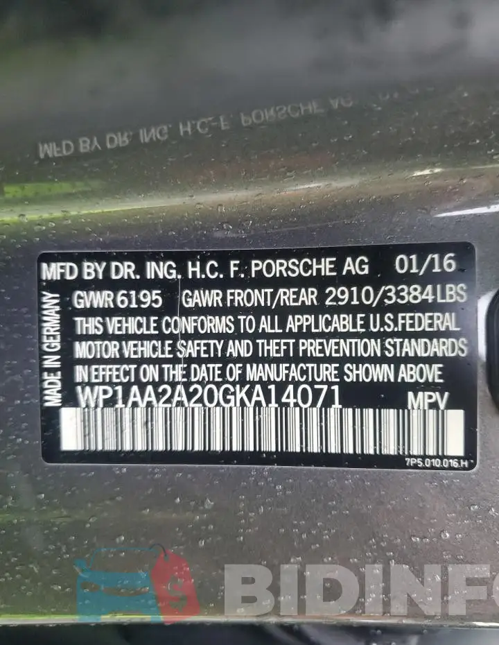 WP1AA2A20GKA14071 Photo# 12