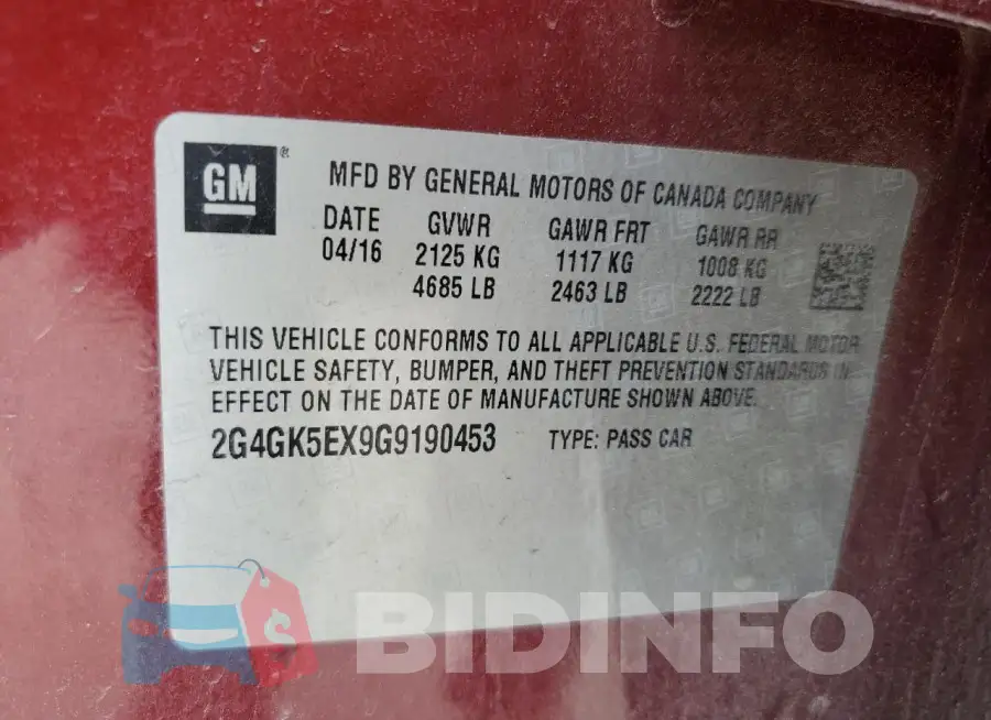2G4GK5EX9G9190453 Photo# 12