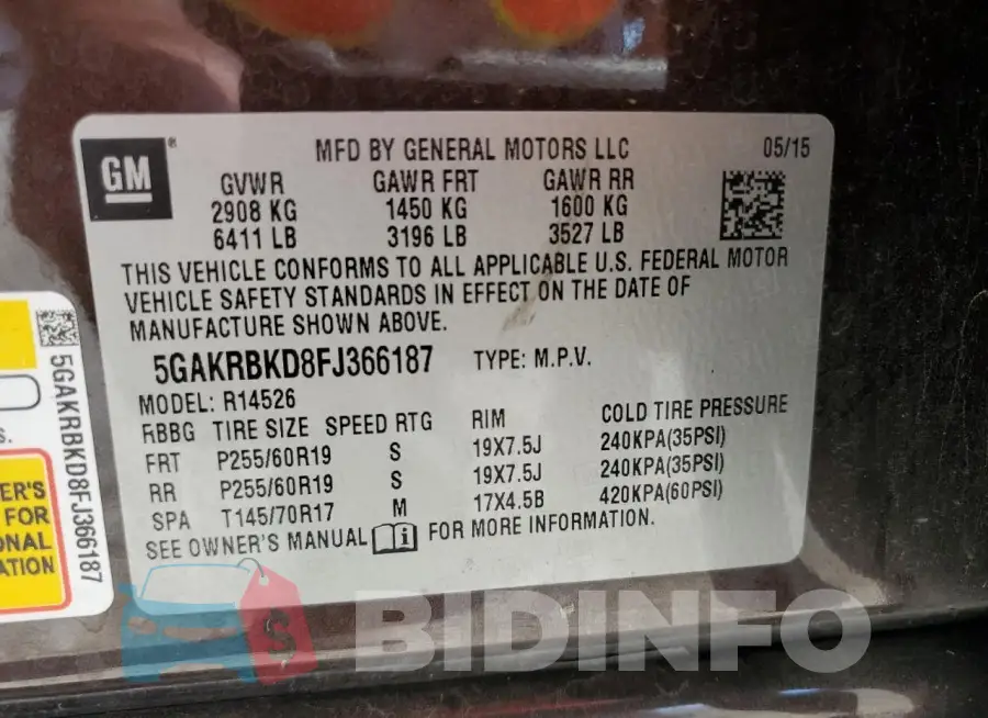 5GAKRBKD8FJ366187 Photo# 13