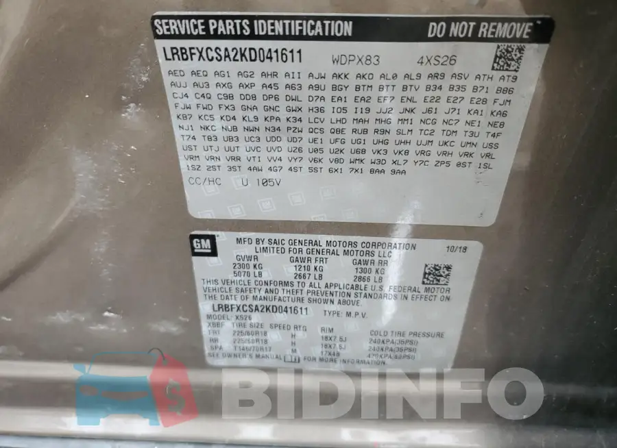 LRBFXCSA2KD041611 Photo# 12