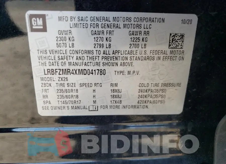 LRBFZMR4XMD041780 Photo# 13