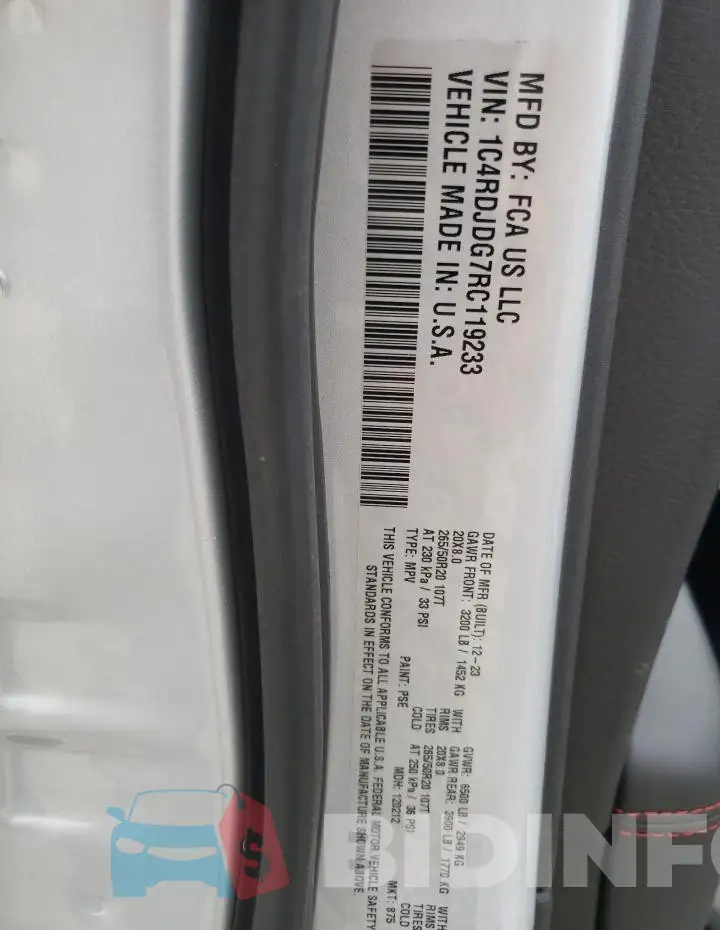 1C4RDJDG7RC119233 Photo# 13