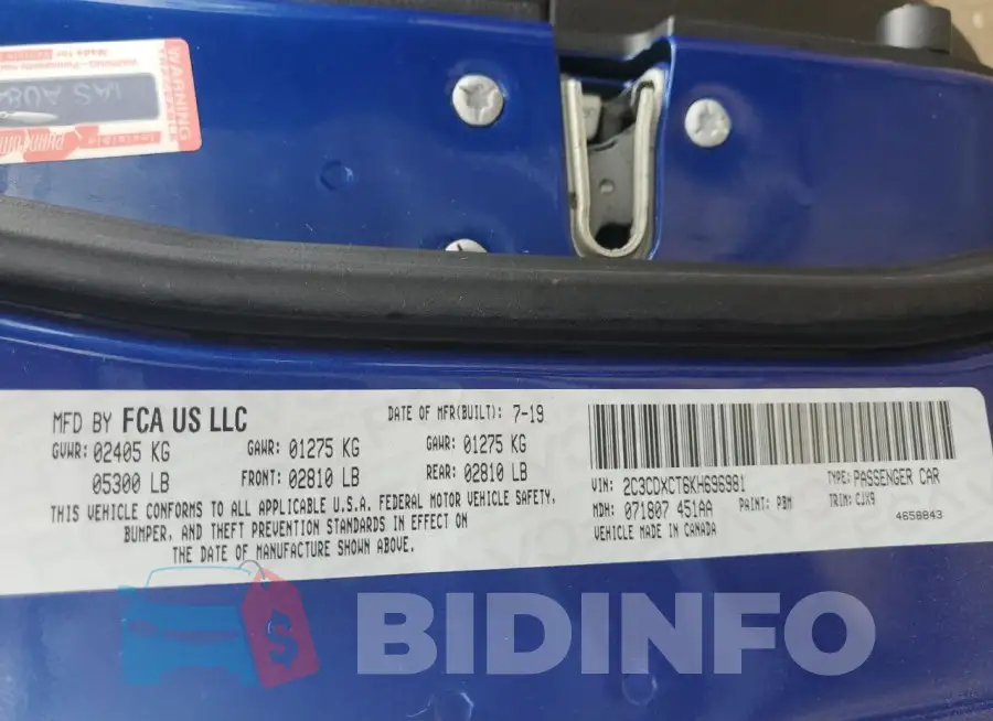 2C3CDXCT6KH696981 Photo# 12