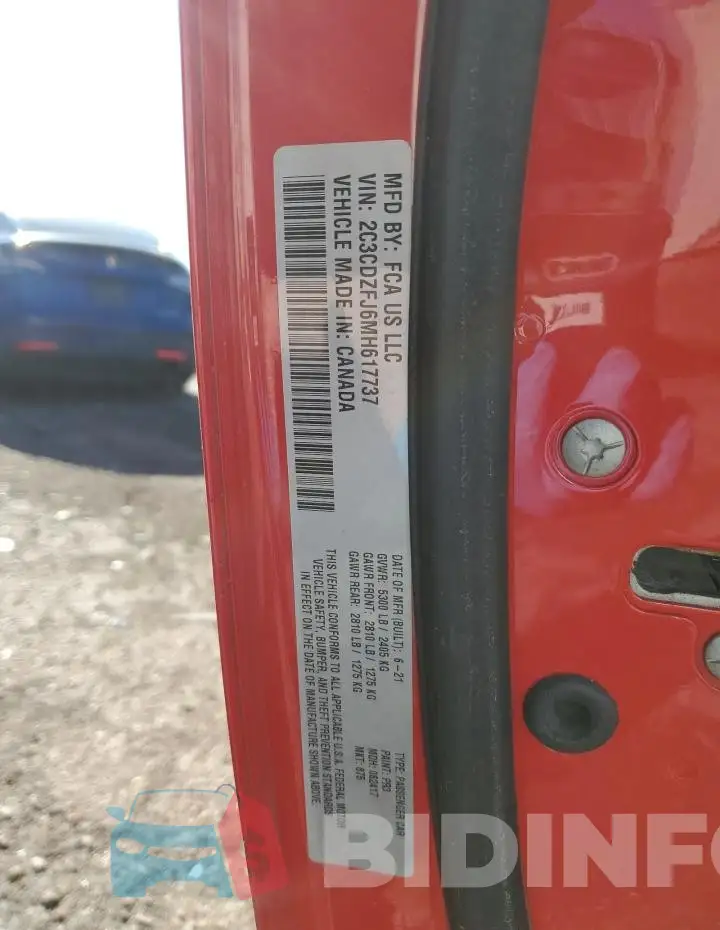 2C3CDZFJ6MH617737 Photo# 12