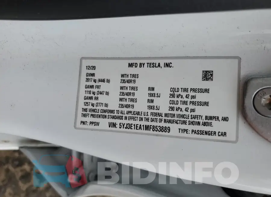 5YJ3E1EA1MF853889 Photo# 13