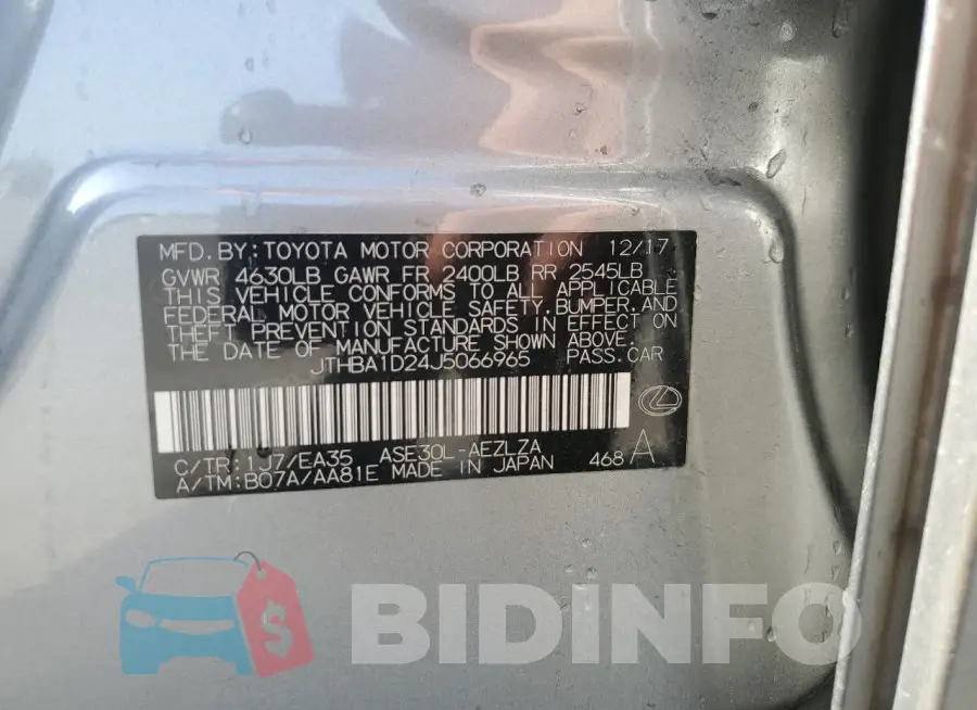 JTHBA1D24J5066965 Photo# 12