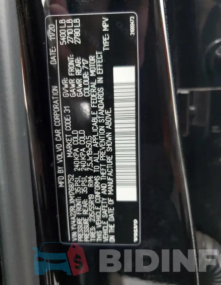 YV4A22RLXM1768752 Photo# 13