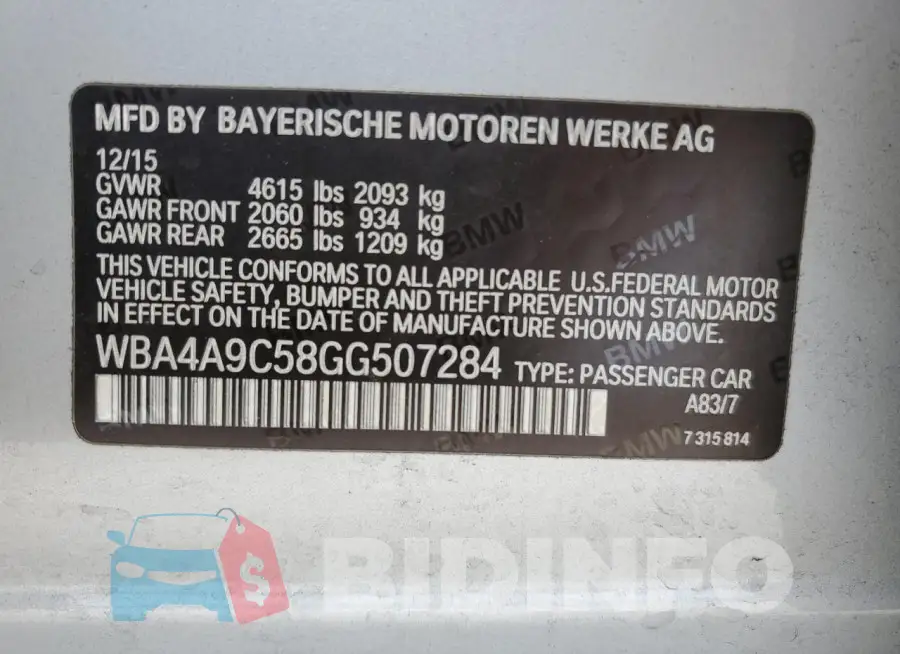 WBA4A9C58GG507284 Photo# 12
