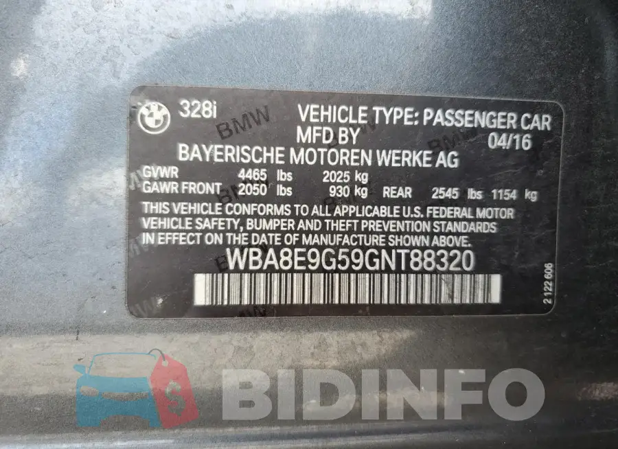 WBA8E9G59GNT88320 Photo# 13