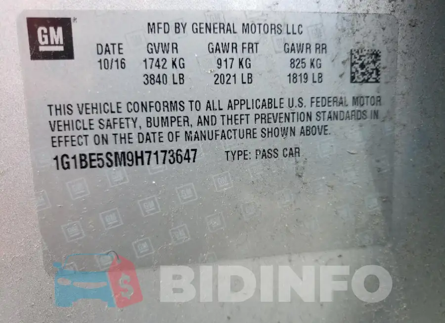 1G1BE5SM9H7173647 Photo# 12