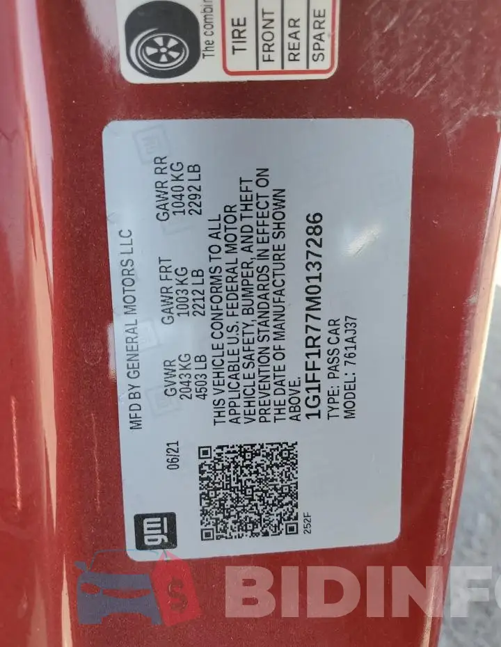 1G1FF1R77M0137286 Photo# 12