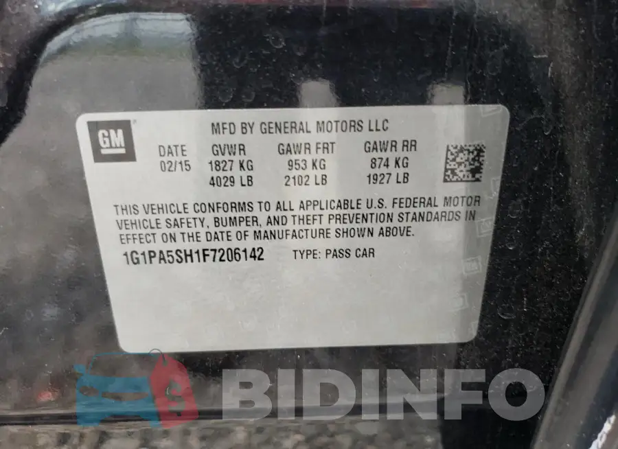 1G1PA5SH1F7206142 Photo# 12