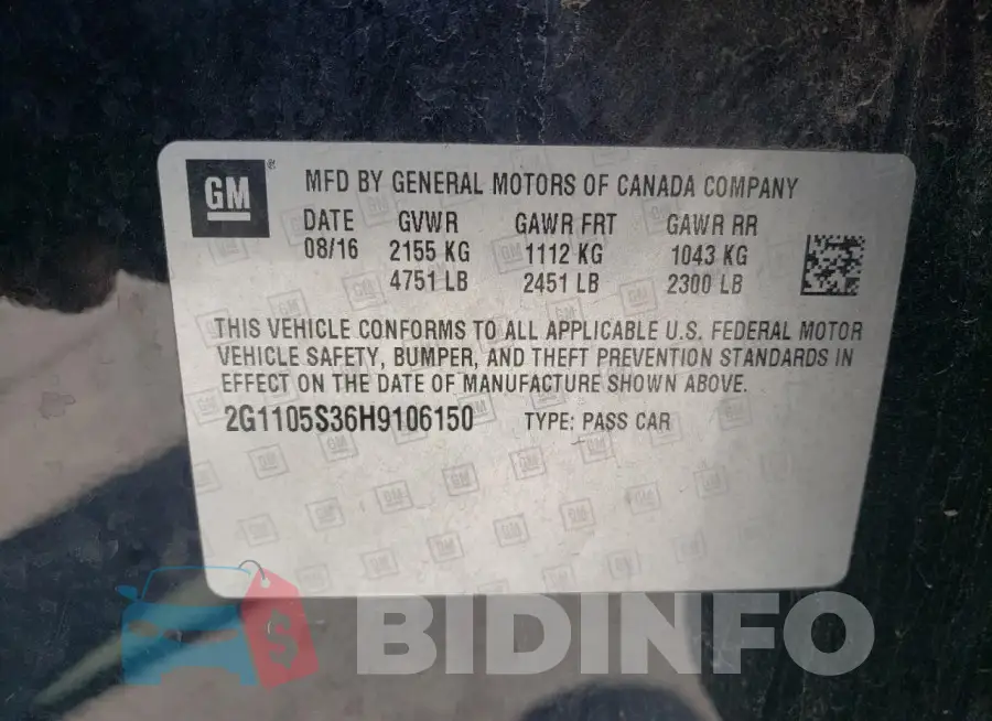 2G1105S36H9106150 Photo# 12