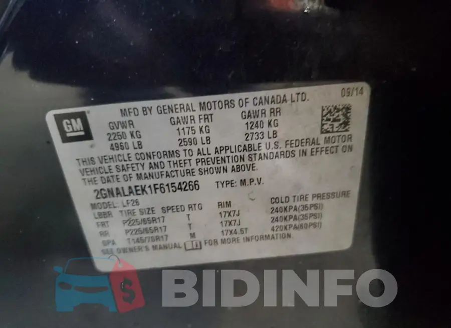 2GNALAEK1F6154266 Photo# 13