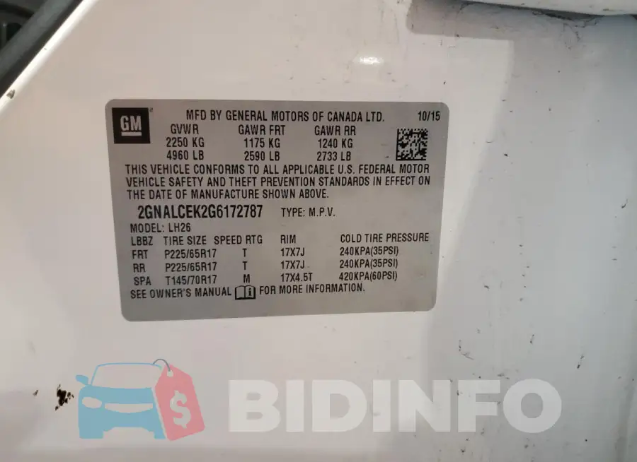 2GNALCEK2G6172787 Photo# 12
