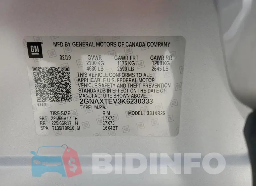 2GNAXTEV3K6230333 Photo# 13