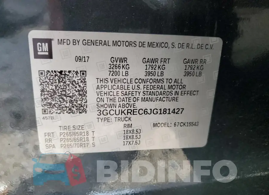 3GCUKREC6JG181427 Photo# 12