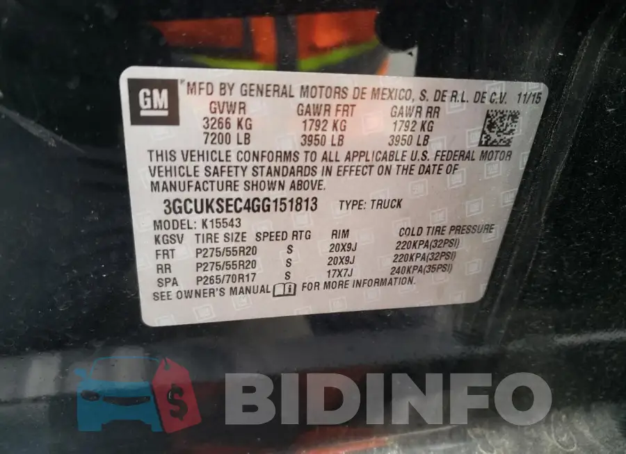 3GCUKSEC4GG151813 Photo# 12