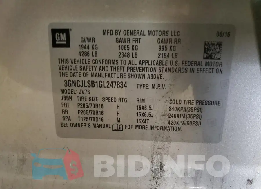 3GNCJLSB1GL247834 Photo# 12