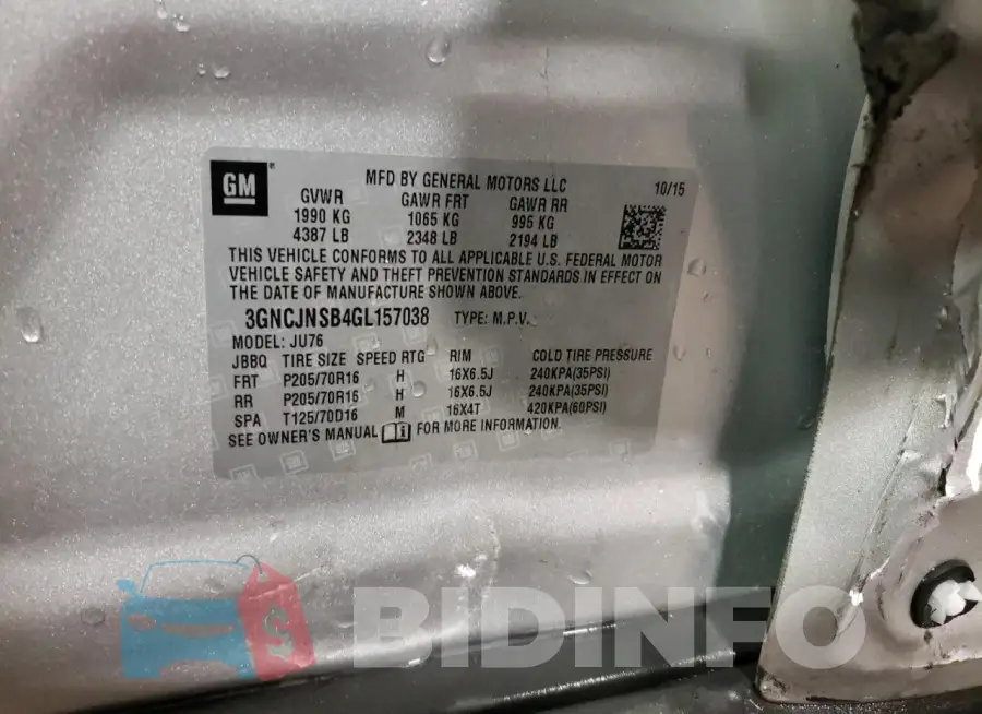 3GNCJNSB4GL157038 Photo# 13