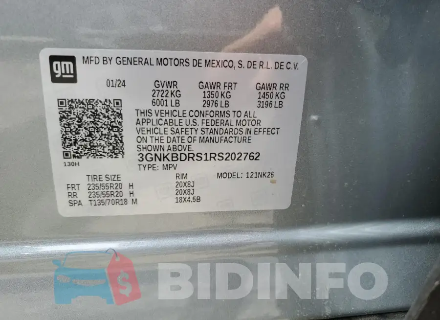 3GNKBDRS1RS202762 Photo# 13