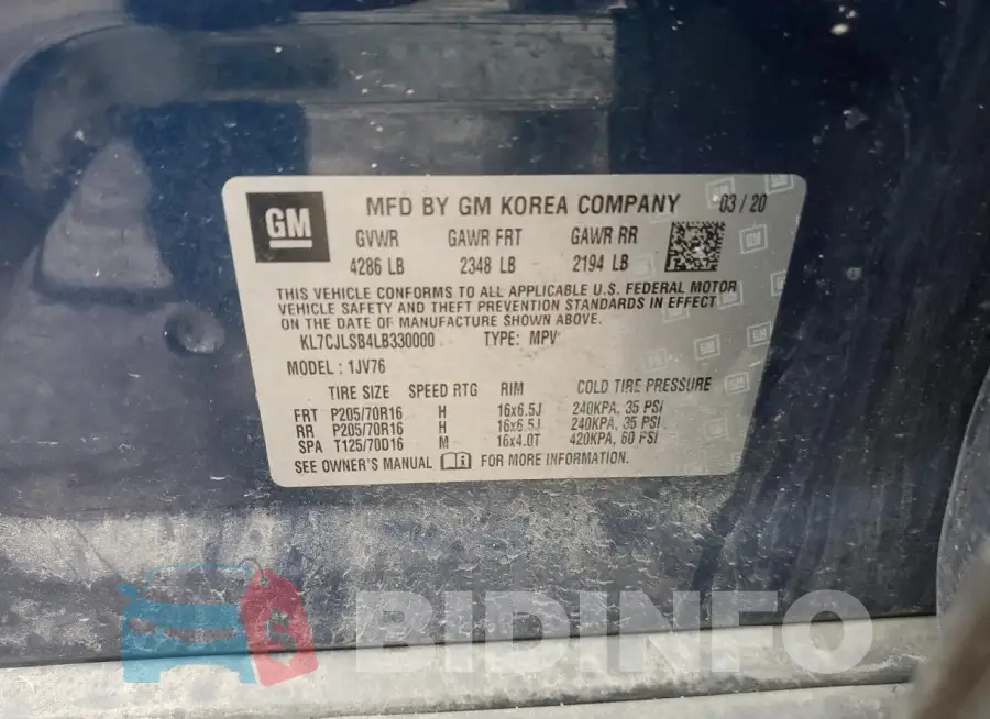 KL7CJLSB4LB330000 Photo# 13