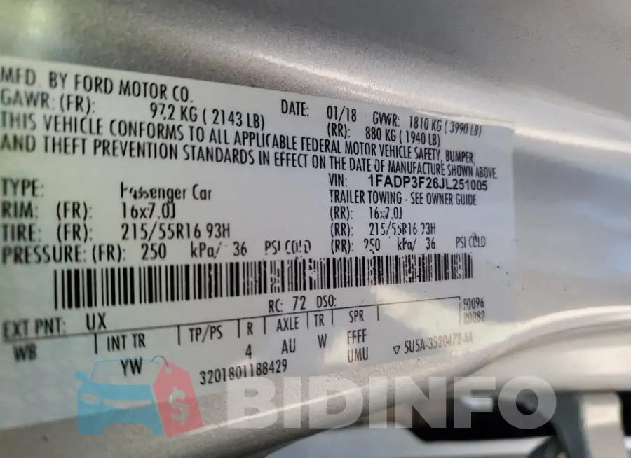 1FADP3F26JL251005 Photo# 13