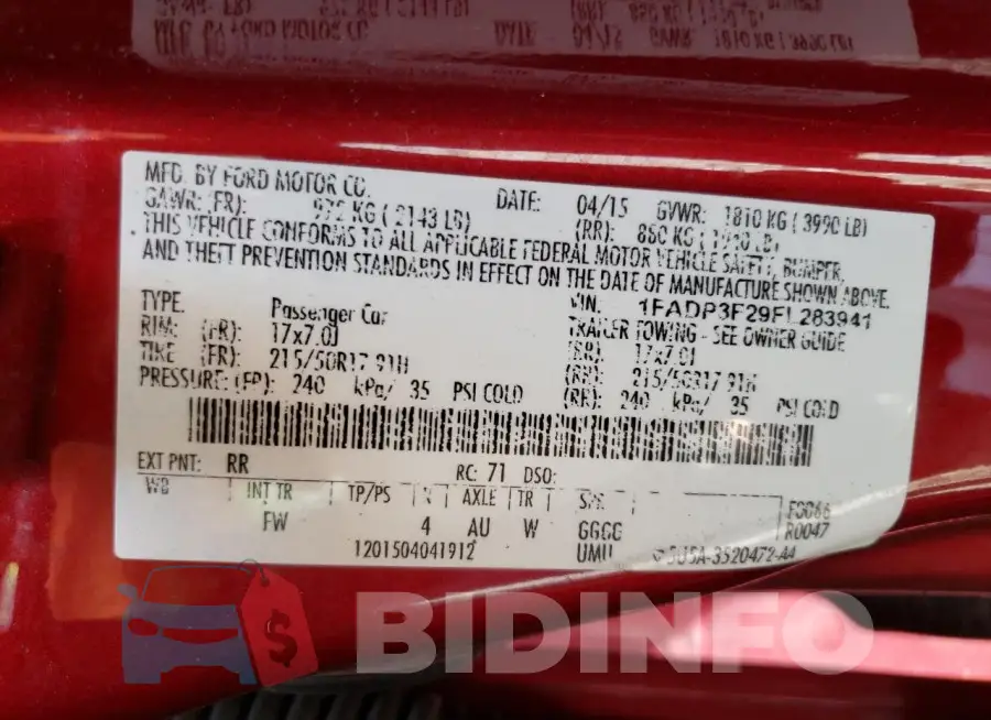 1FADP3F29FL283941 Photo# 12