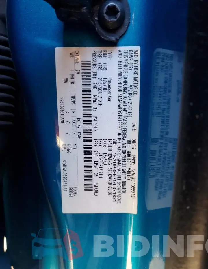 1FADP3FE7GL371821 Photo# 12