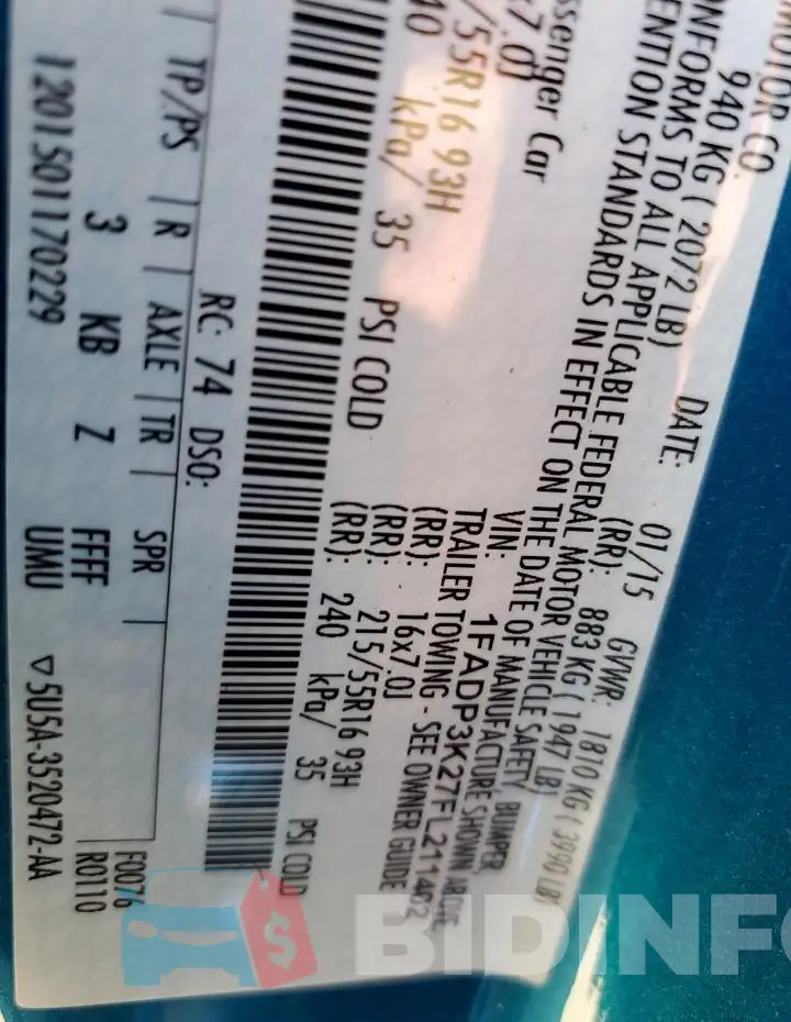 1FADP3K27FL211402 Photo# 12