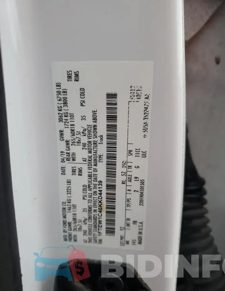 1FTEW1C46KKD44139 Photo# 13