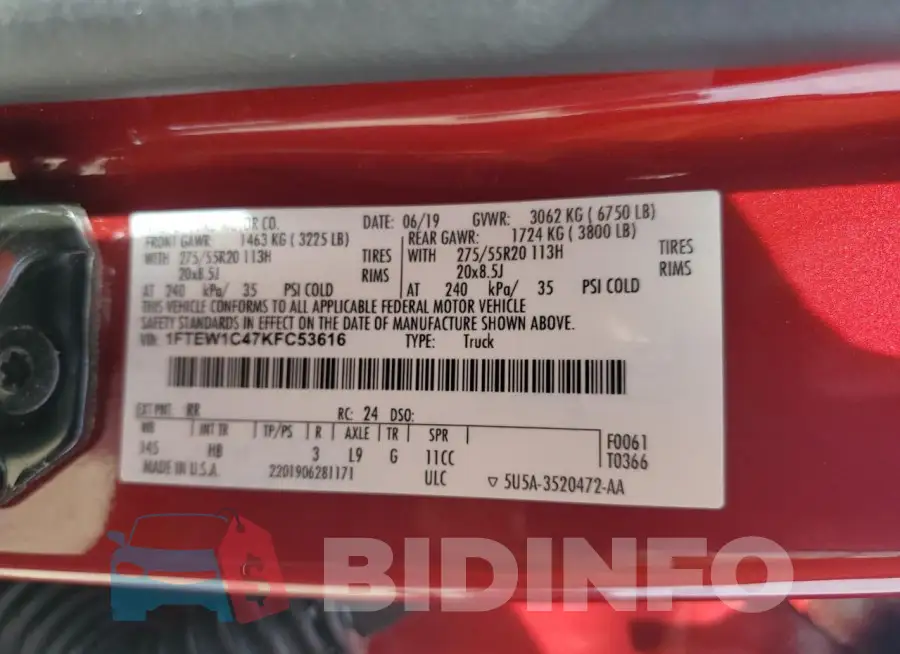 1FTEW1C47KFC53616 Photo# 12