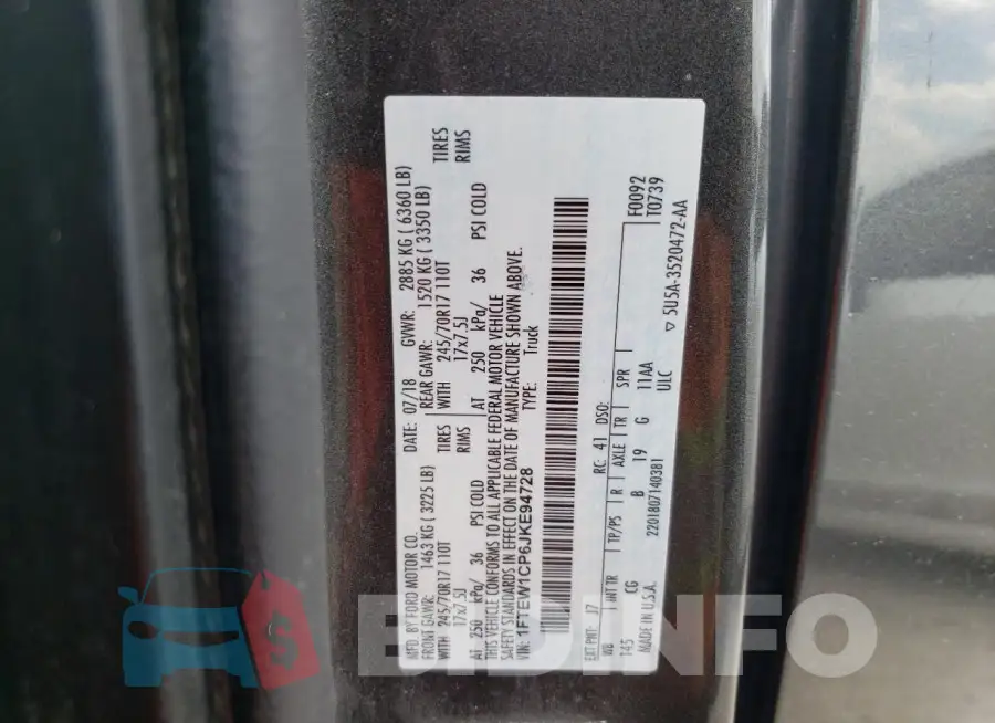 1FTEW1CP6JKE94728 Photo# 12