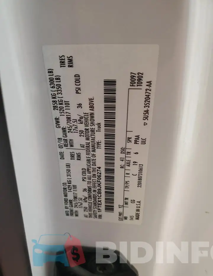 1FTEX1CB9JKF06274 Photo# 12