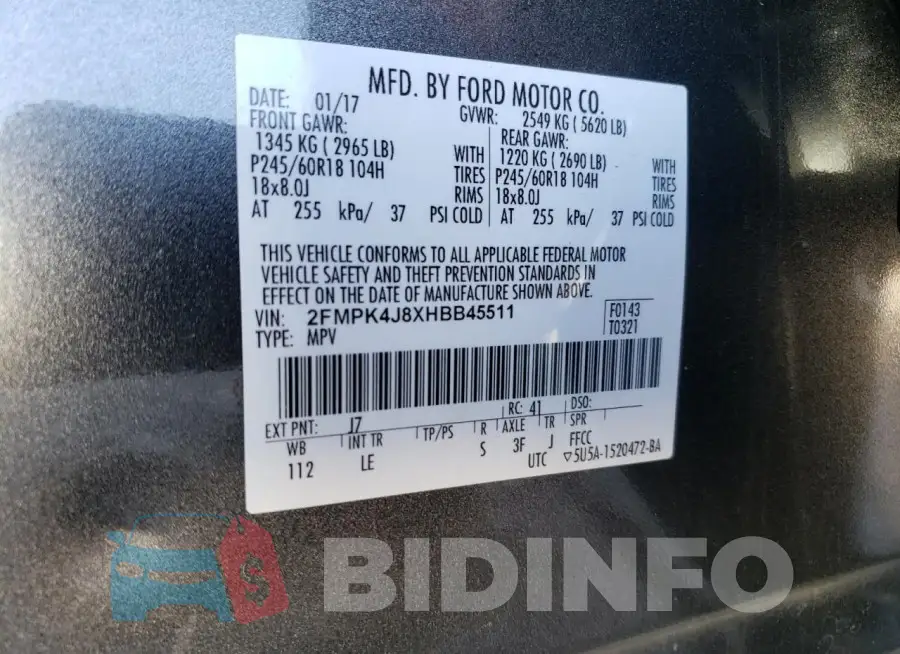 2FMPK4J8XHBB45511 Photo# 12